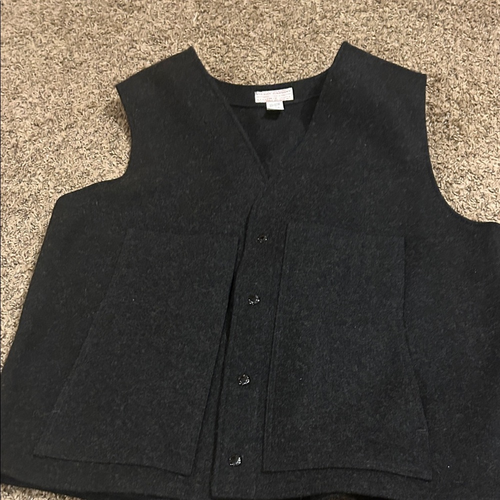 Filson Black Wool Button-Front Vest
